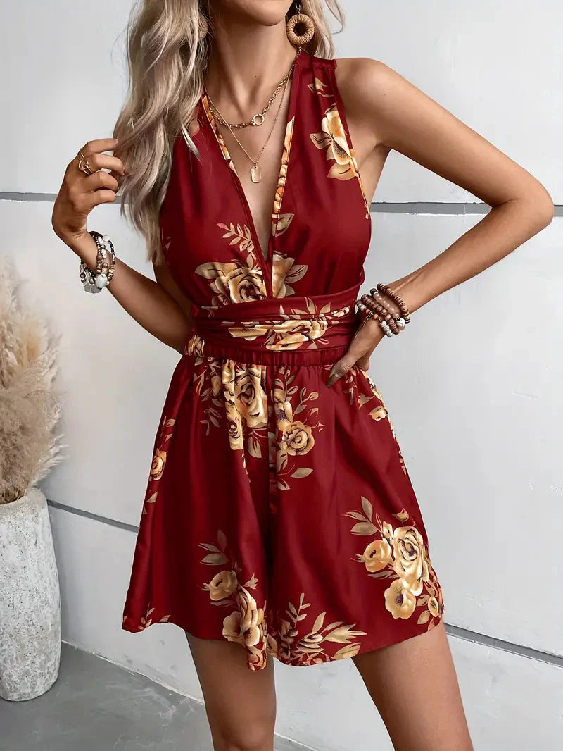 WW | Playsuit, V-Hals, Rückenfrei, Party-Jumpsuit, Sommer-Jumpsuit