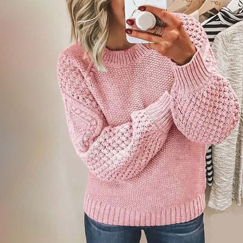 WW | Pullover Weites Modell Grob Gestrickt Pullover Damenstrickzeug