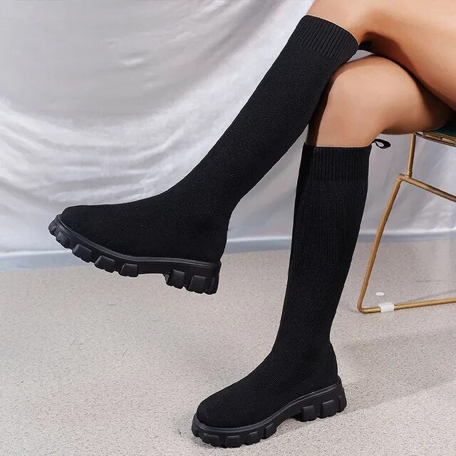W&W Mode – Knöchelhohe Stretch-Sockenstiefel