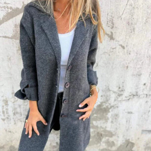WW | Gemütliche Mittellange Strickjacke Mit Umgeschlagenen Ärmel Für Damen