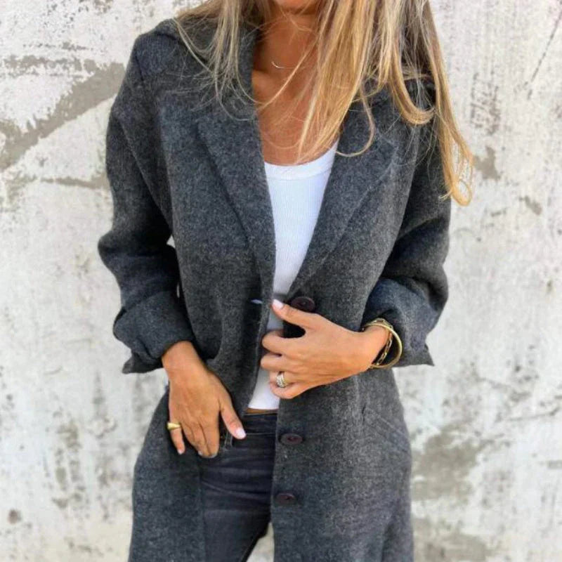 WW | Gemütliche Mittellange Strickjacke Mit Umgeschlagenen Ärmel Für Damen