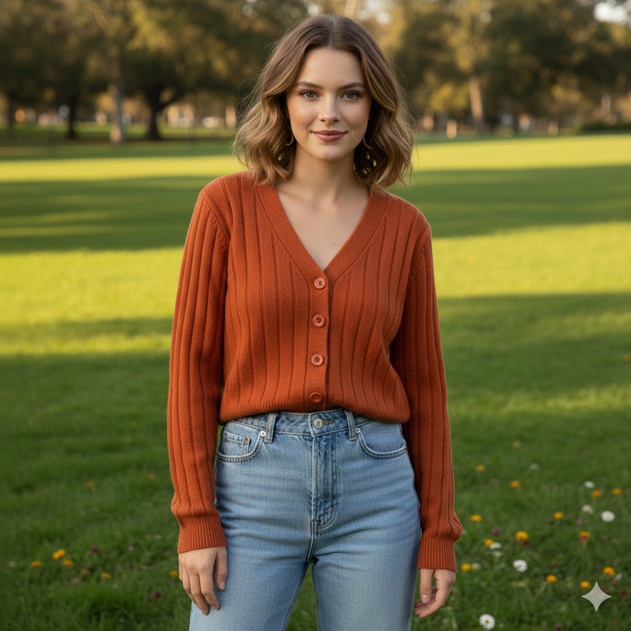 WW | Schnürgestrickter Pullover mit V-Ausschnitt für Damen