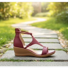 WW - Bequeme orthopädische Keilsandalen für Damen | Lässige Keilsandalen aus Leder mit Fußgewölbeunterstützung