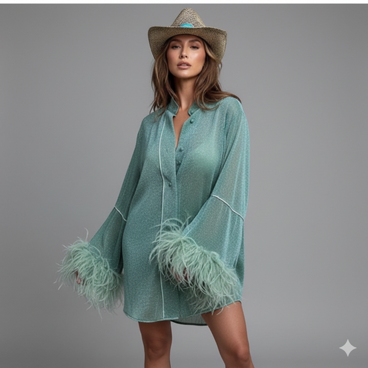 W&W Mode | Herbst Winter Feder Stehkragen Langarmoberteil und Hosen Set