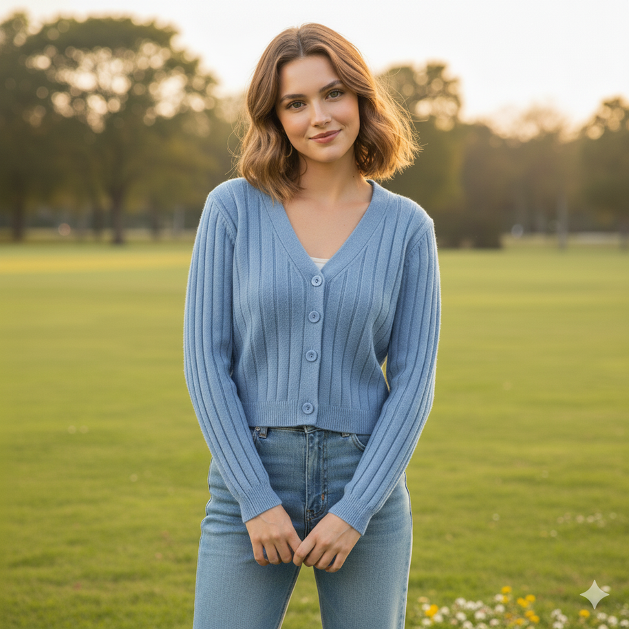 WW | Schnürgestrickter Pullover mit V-Ausschnitt für Damen