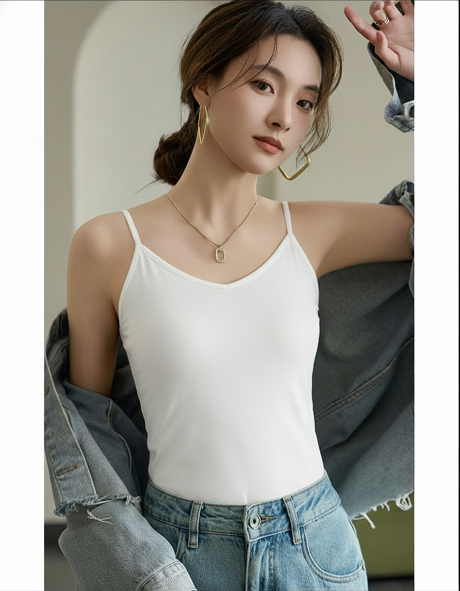 W&W Mode | V-ausschnitt Spaghetti Top