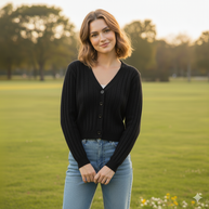 WW | Schnürgestrickter Pullover mit V-Ausschnitt für Damen