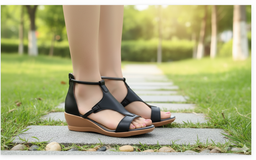 WW - Bequeme orthopädische Keilsandalen für Damen | Lässige Keilsandalen aus Leder mit Fußgewölbeunterstützung