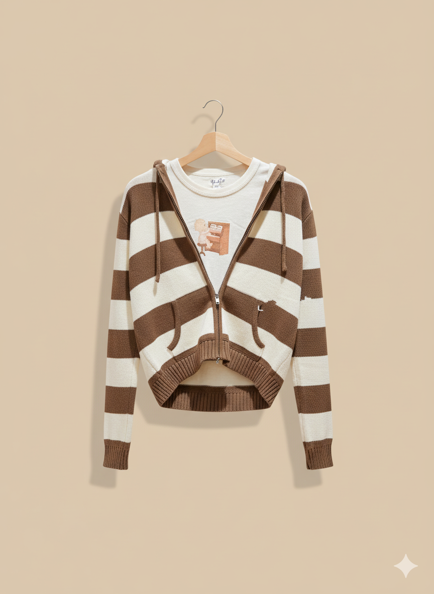 WW | Strickjacke mit Kapuze und Reißverschluss