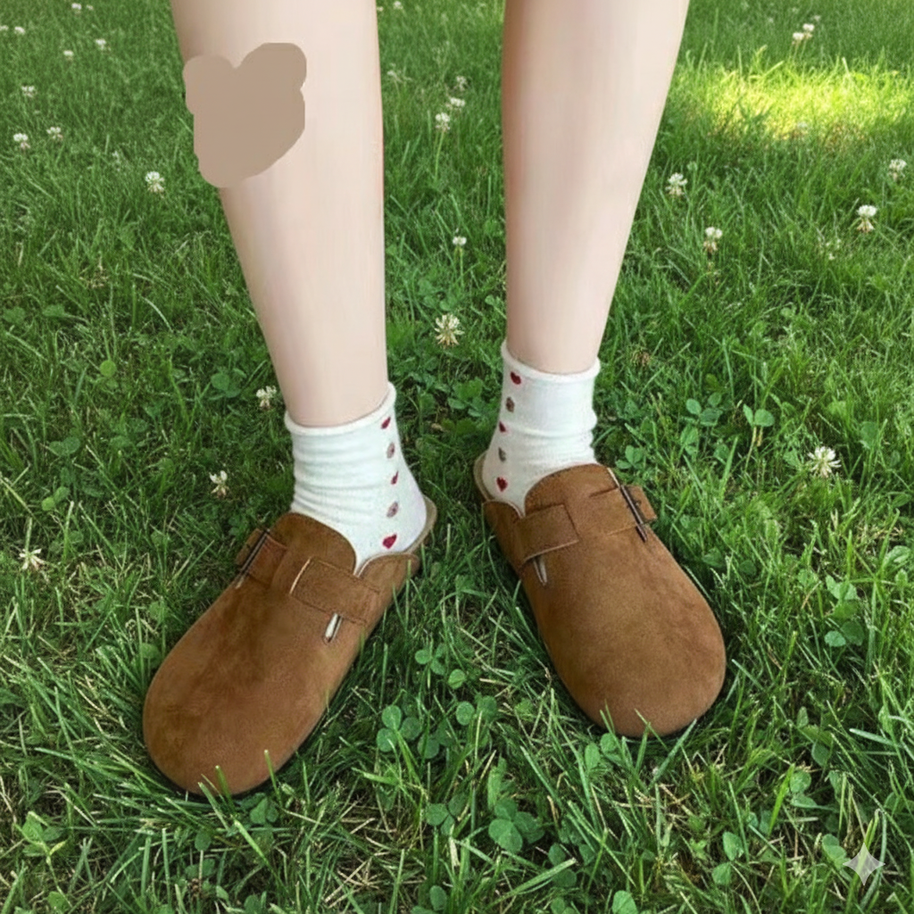 WW | Wildleder Schlupfclogs Mit Verstellbarer Schnalle