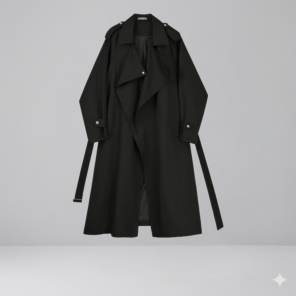 W&W Mode | Eleganter Langer Trenchcoat Bürotasche mit Gürtel