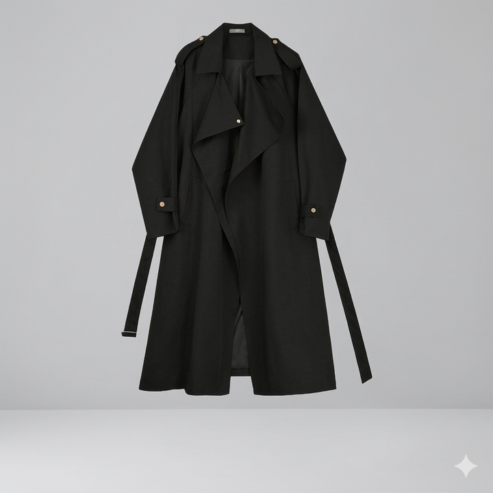 W&W Mode | Eleganter Langer Trenchcoat Bürotasche mit Gürtel