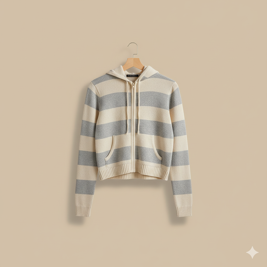 WW | Strickjacke mit Kapuze und Reißverschluss