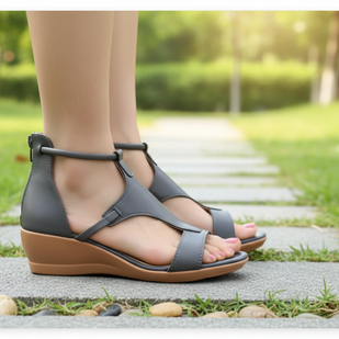 WW - Bequeme orthopädische Keilsandalen für Damen | Lässige Keilsandalen aus Leder mit Fußgewölbeunterstützung