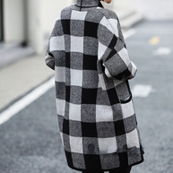 Lange Strickjacke | Warm karierter Cardigan für Frauen