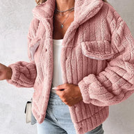 WW | Damen Teddy Jacke mit Oversized Passform und Umklappkragen