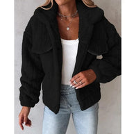 WW | Damen Teddy Jacke mit Oversized Passform und Umklappkragen