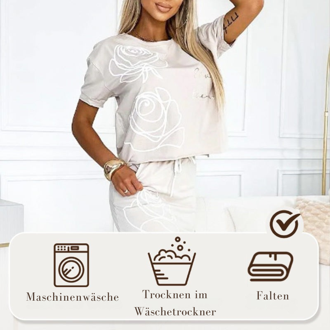 WW | Elegantes Zweiteiler Satz Mit Blumenmuster Für Damen