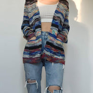 WW | Damen Strickjacke mit offener Vorderseite und Taschen