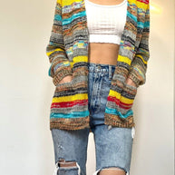 WW | Damen Strickjacke mit offener Vorderseite und Taschen