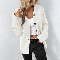WW | Strickjacke Warm Mit Kapuze Mit Knöpfen Damenjacke