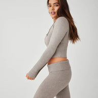 WW | Loungewear Set Damen Zip Zweiteiliges Set aus Strickjacke und Strickhose