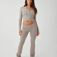 WW | Loungewear Set Damen Zip Zweiteiliges Set aus Strickjacke und Strickhose