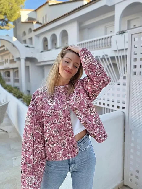 WW - Damen floral gesteppte Jacke für gemütliche Tage