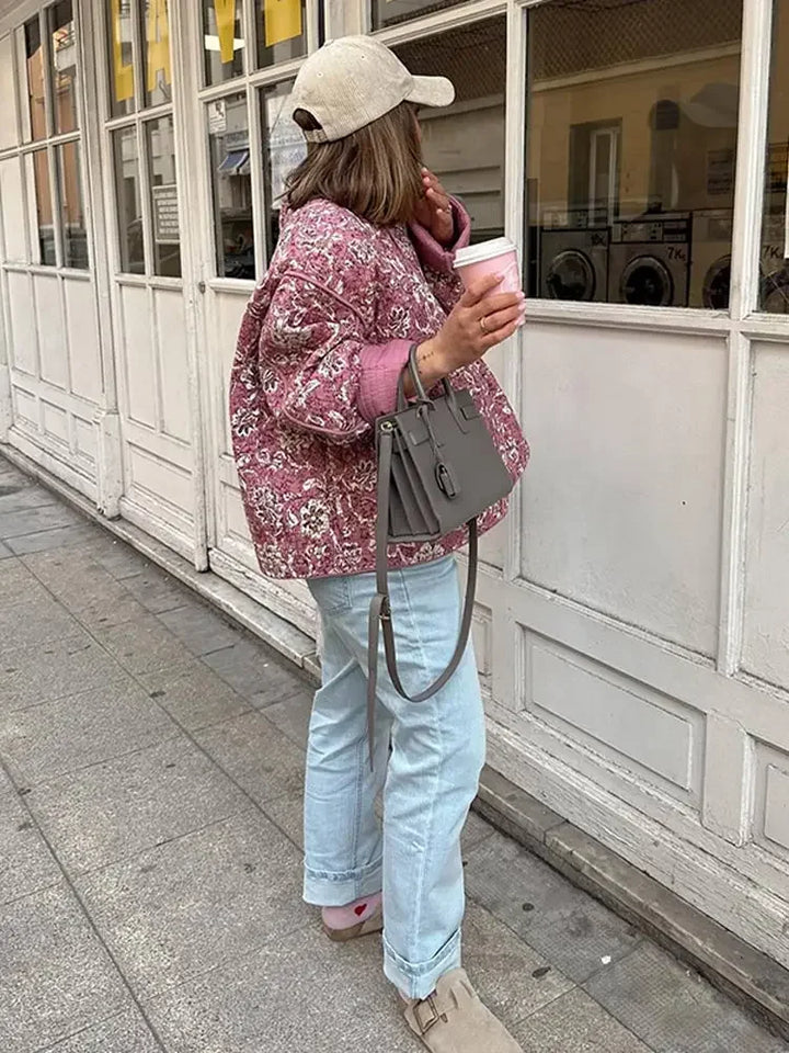 W&W Mode - Damen floral gesteppte Jacke für gemütliche Tage