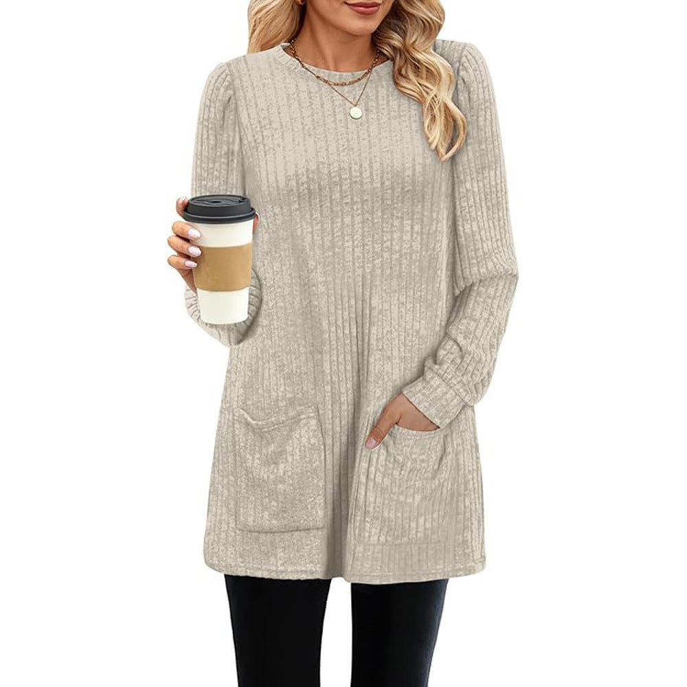 WW |  Herbst und Winter neue halblange Pullover Kleid Frau