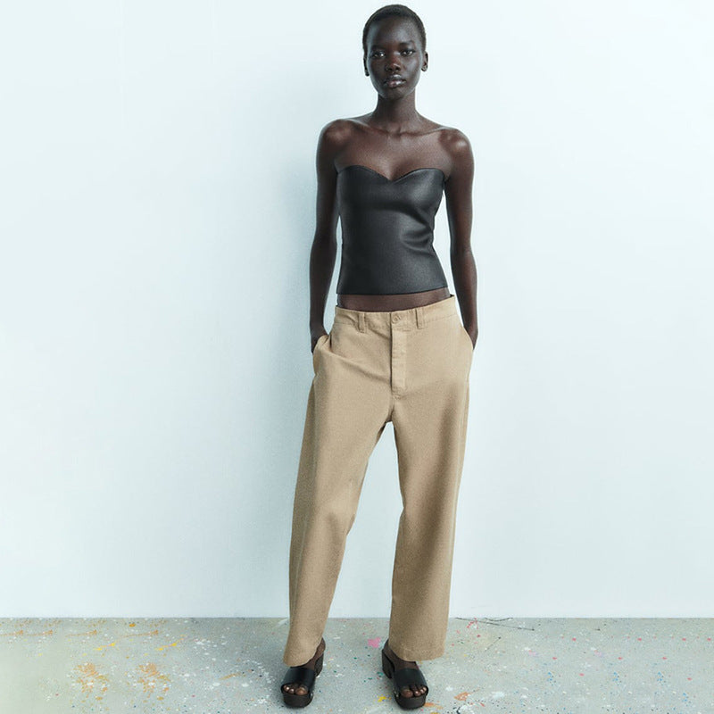 W&W Mode | Top Glänzend Bandeau Trägerloses Top Tube Top