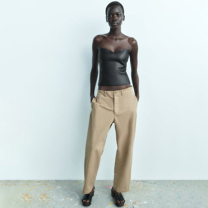 W&W Mode | Top Glänzend Bandeau Trägerloses Top Tube Top