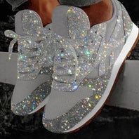 WW | Glitzer Mesh Schnürung Plattform Komfort Vulkanisierte Sneakers
