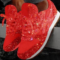 WW | Glitzer Mesh Schnürung Plattform Komfort Vulkanisierte Sneakers