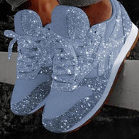 WW | Glitzer Mesh Schnürung Plattform Komfort Vulkanisierte Sneakers