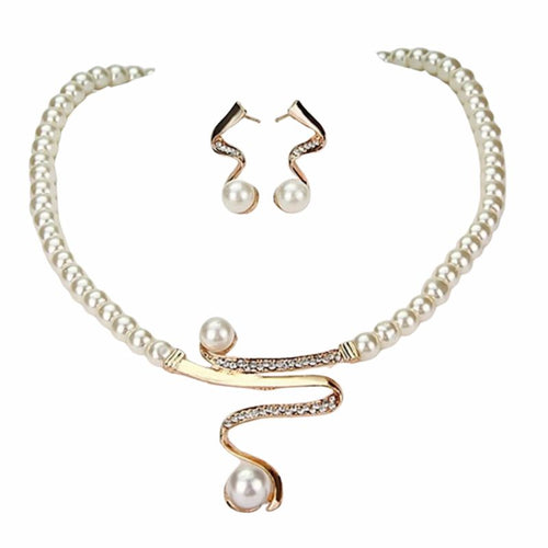 WW | Natürliche Perlenkette + Ohrring Satz Gold