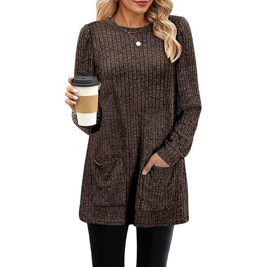 WW |  Herbst und Winter neue halblange Pullover Kleid Frau