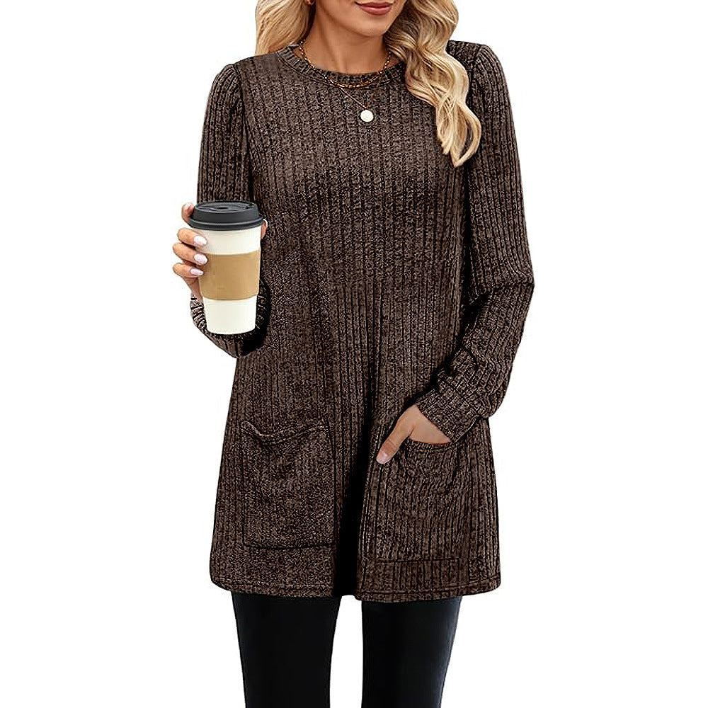 WW |  Herbst und Winter neue halblange Pullover Kleid Frau