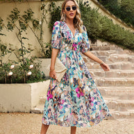 WW - Elegantes Midikleid mit V-Ausschnitt
