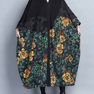 WW | Druck Taschen Patchwork Baumwolle Lange Trenchcoats Knopf Lange Ärmel