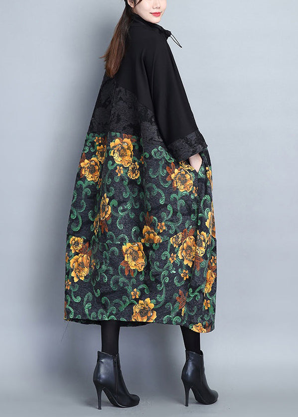 WW | Druck Taschen Patchwork Baumwolle Lange Trenchcoats Knopf Lange Ärmel