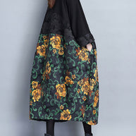 WW | Druck Taschen Patchwork Baumwolle Lange Trenchcoats Knopf Lange Ärmel