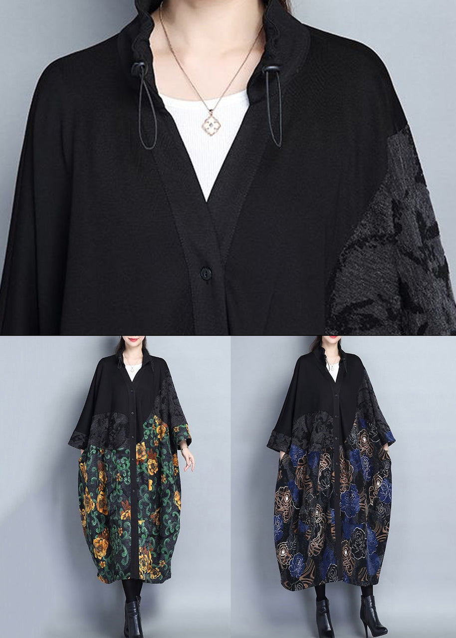 WW | Druck Taschen Patchwork Baumwolle Lange Trenchcoats Knopf Lange Ärmel