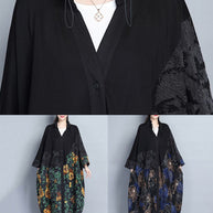 WW | Druck Taschen Patchwork Baumwolle Lange Trenchcoats Knopf Lange Ärmel