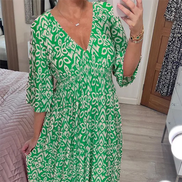 WW | Ungezwungenes V-Ausschnitt Maxikleid