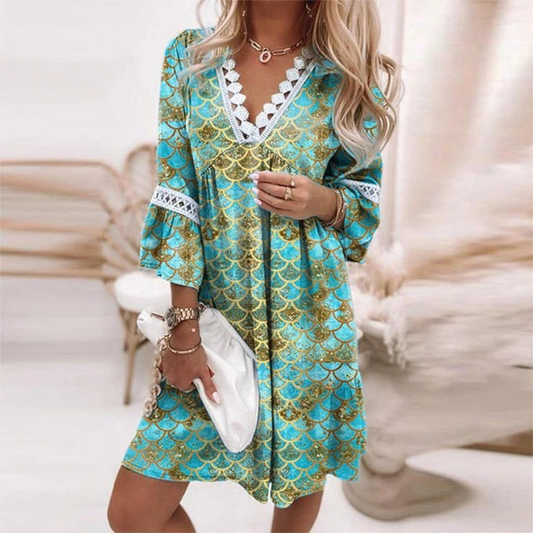 W&W Mode - Besticktes V-Ausschnitt Kleid