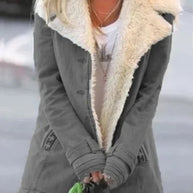 WW | und warme stilvolle Damenjacke mit luxuriösem Sherpa-Futter – bequeme lässige Winterjacke