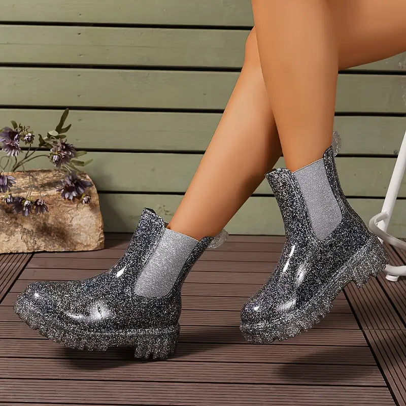 Wolff | Stiefeletten - nachhaltige Damen-Glitzer-Regenstiefel