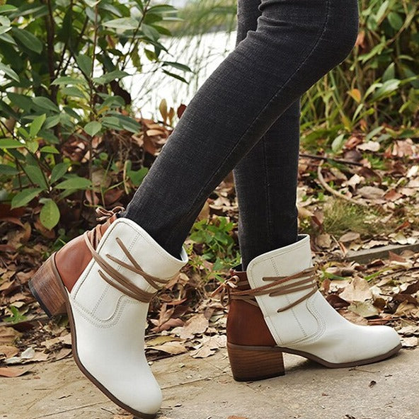 Damen Stiefel Vintage Schnürung