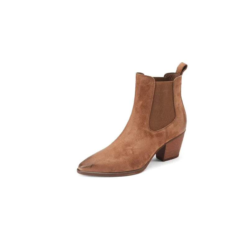 WW | Leder Stiefeletten Damen – bequemer Blockabsatz
